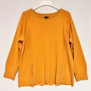 TALBOTS Button Detail Crew Neck Sweater in Golden Maize Size 2XP